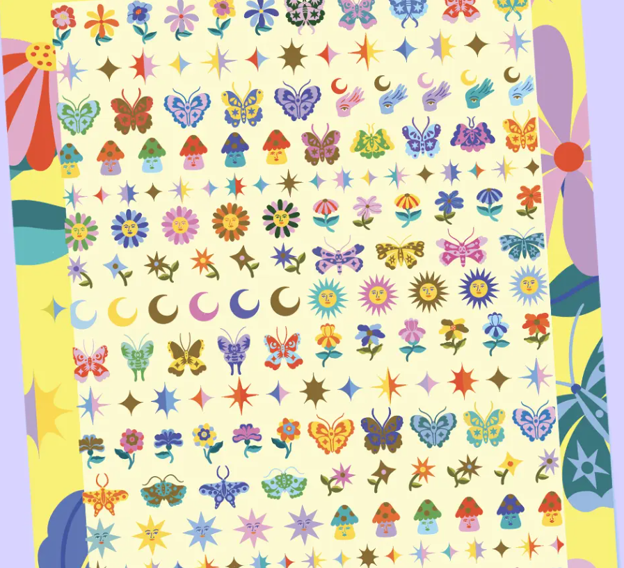 Nail Art Stickers - Jardín Estelar