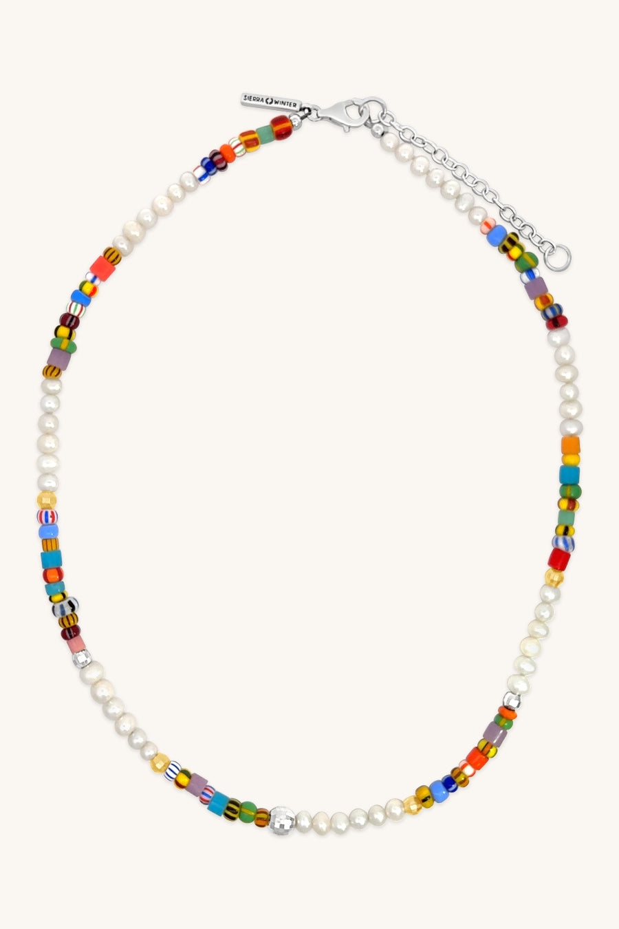 handmade beaded pearl and multicolor simone necklace sierra winter
