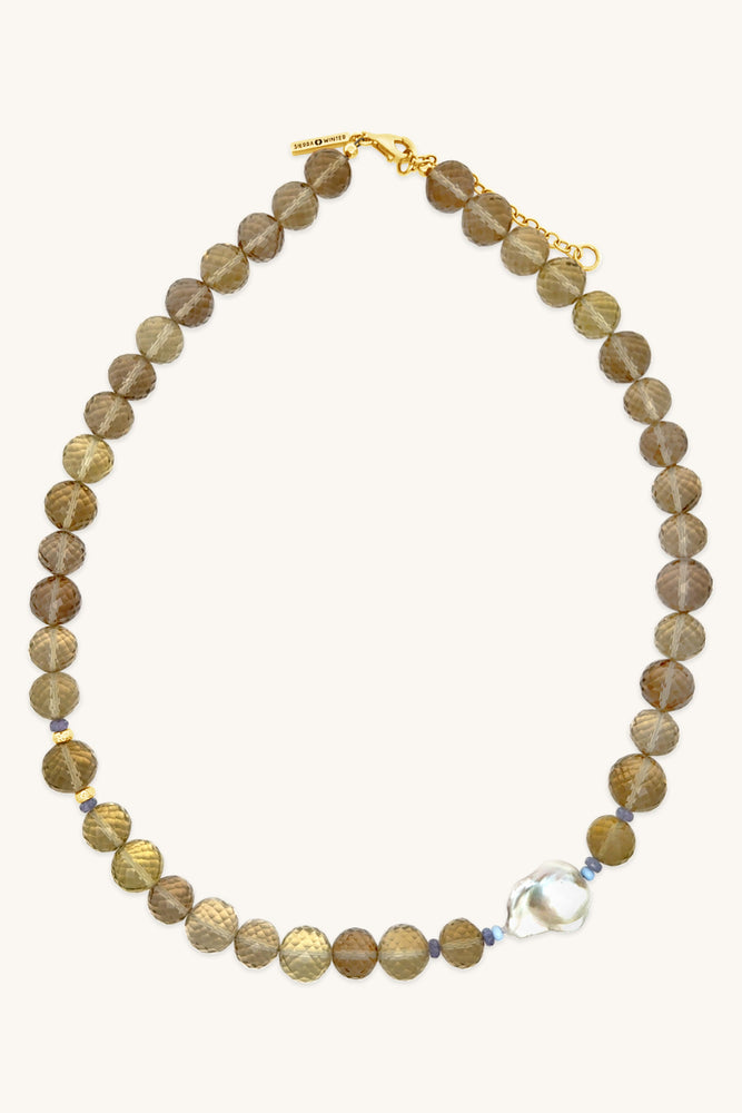 citrine and gold vermeil november birthstone handmade beaded necklace