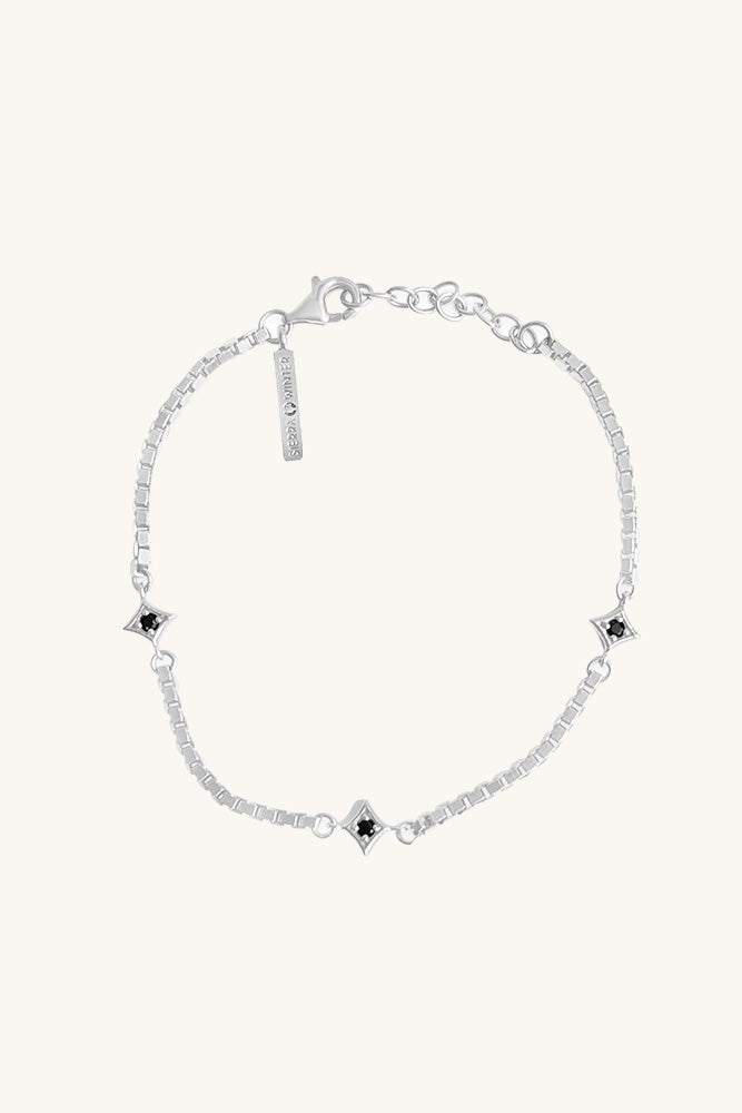 sierra winter sterling silver and black spinel stardust box chain bracelet