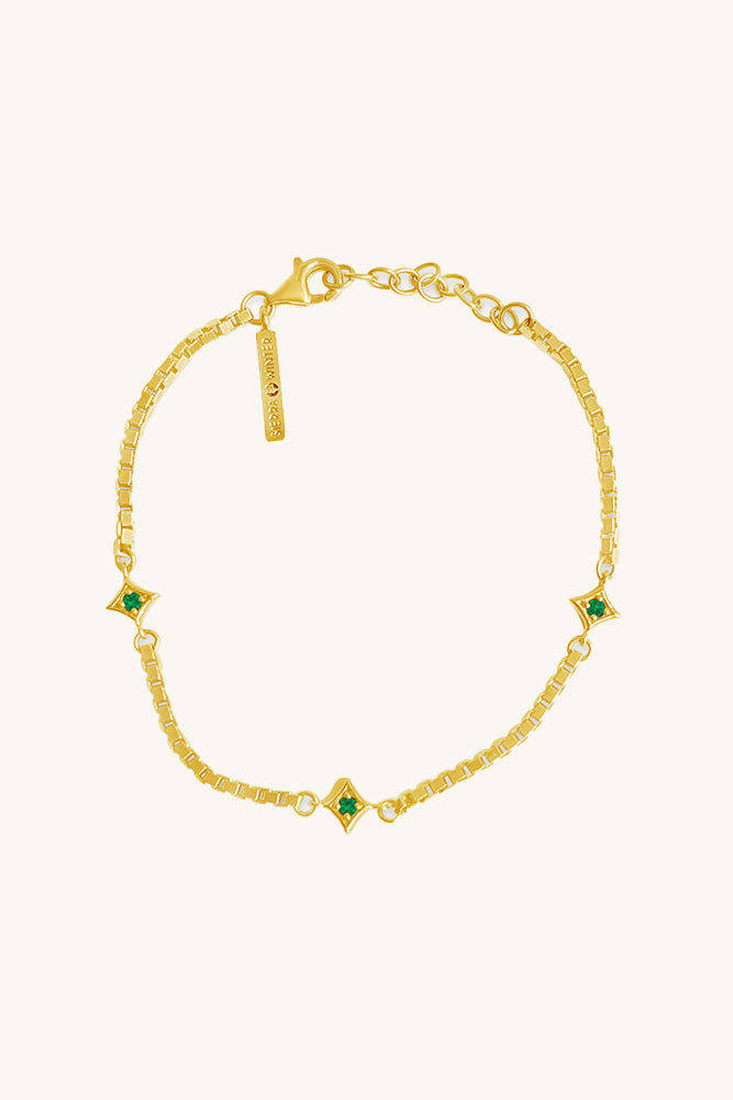 sierra winter gold vermeil and emerald stardust box chain bracelet