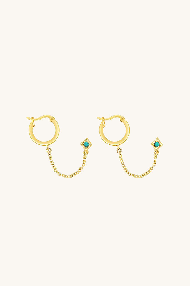 gold and turquoise thelma & louise huggie chain hoops sierra winter