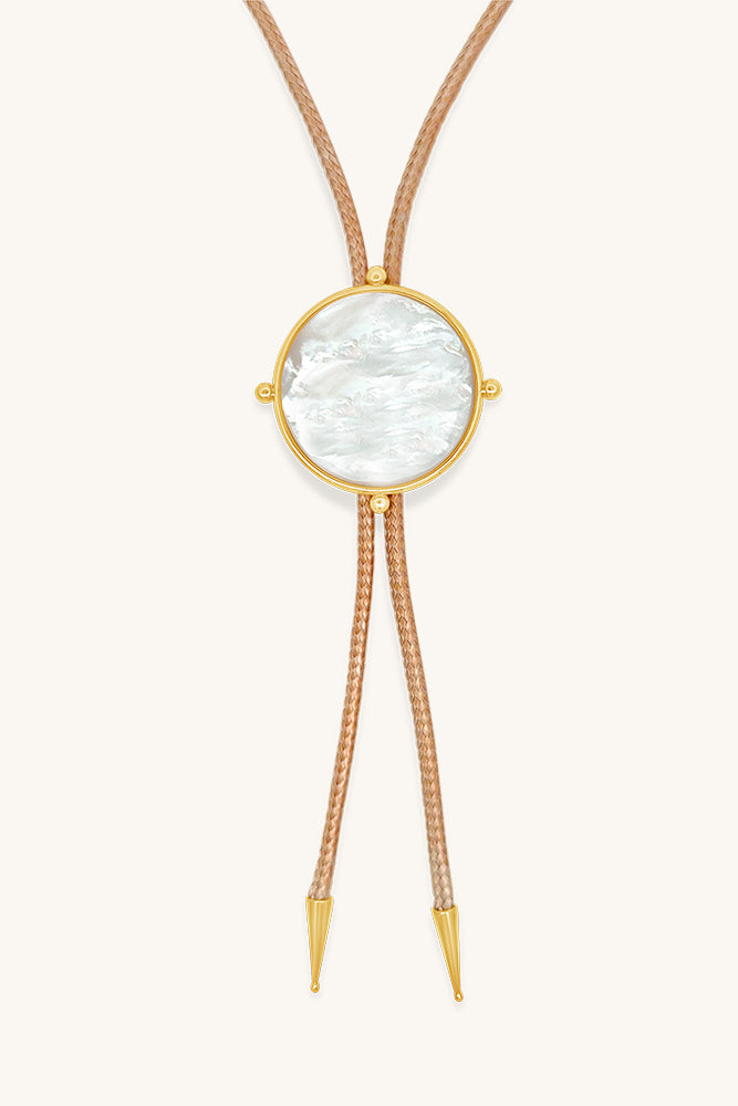 beige gold mother-of-pearl bolo tie necklace sierra winter