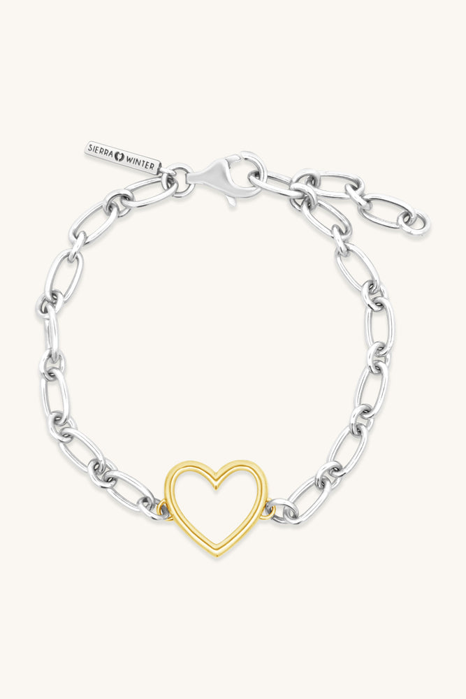 mixed metal venus heart chain bracelet sierra winter
