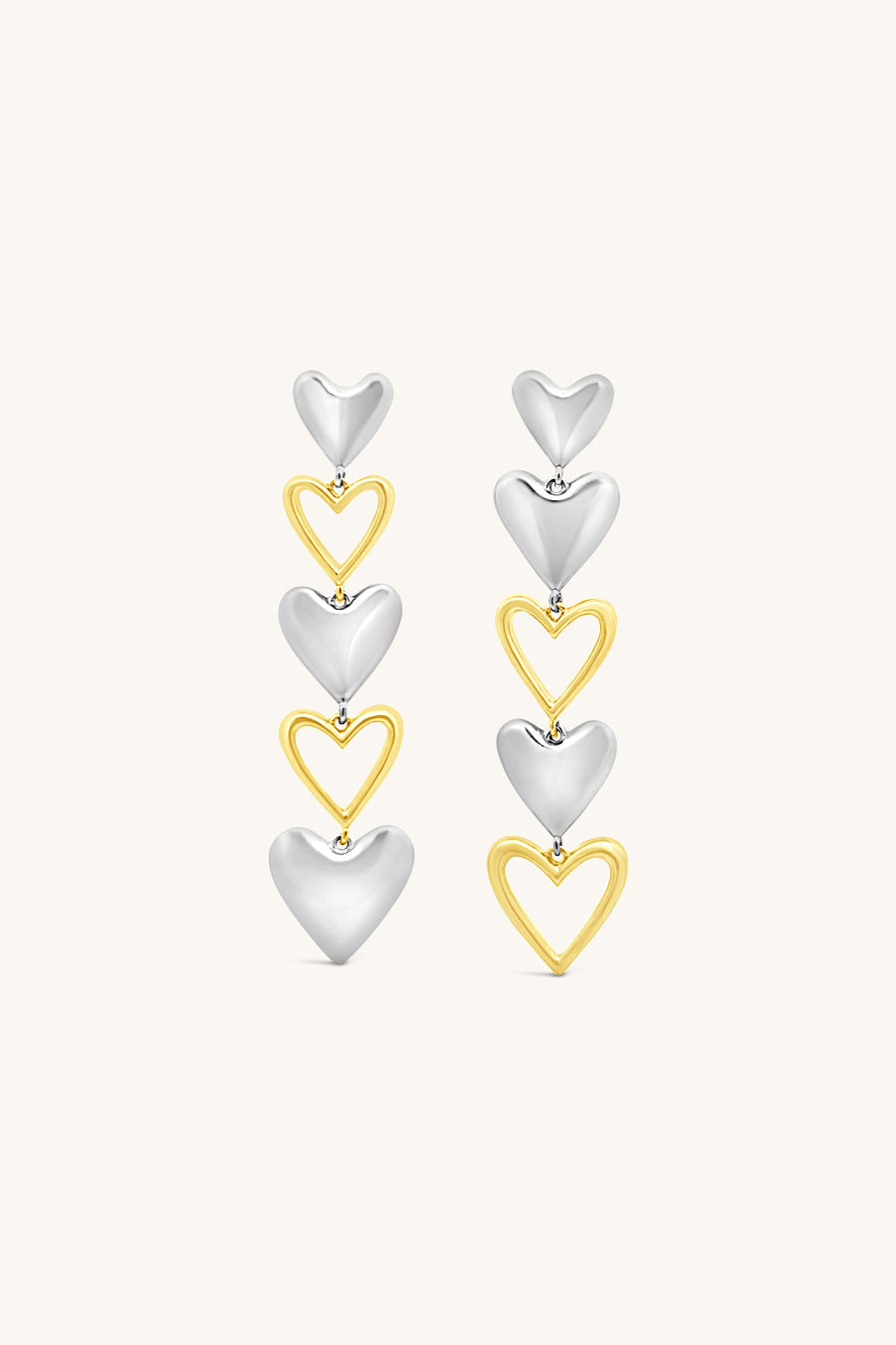 mixed metal venus heart drop earrings
