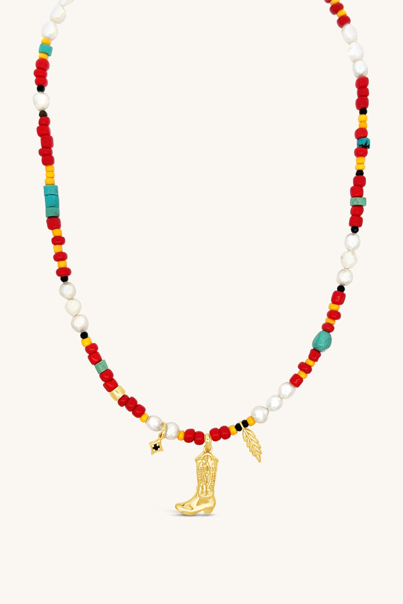 beaded handmade west bottoms cowboy boot necklace sierra winter