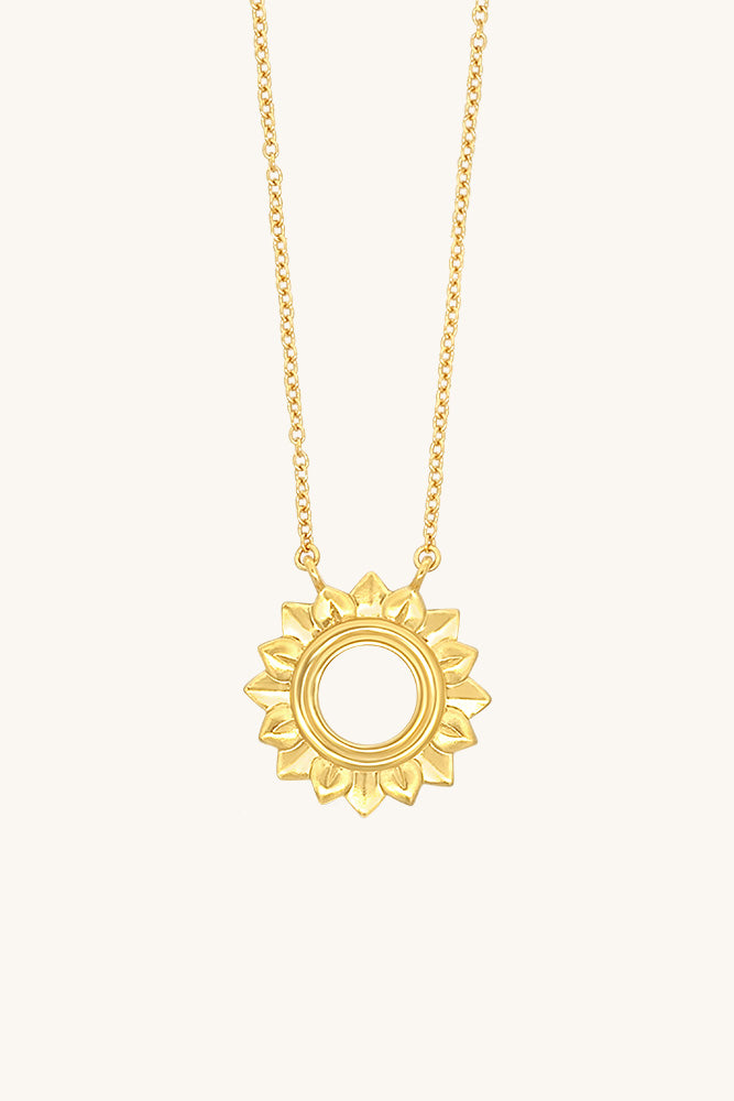 gold vermeil sunflower inspired wildflower pendant necklace