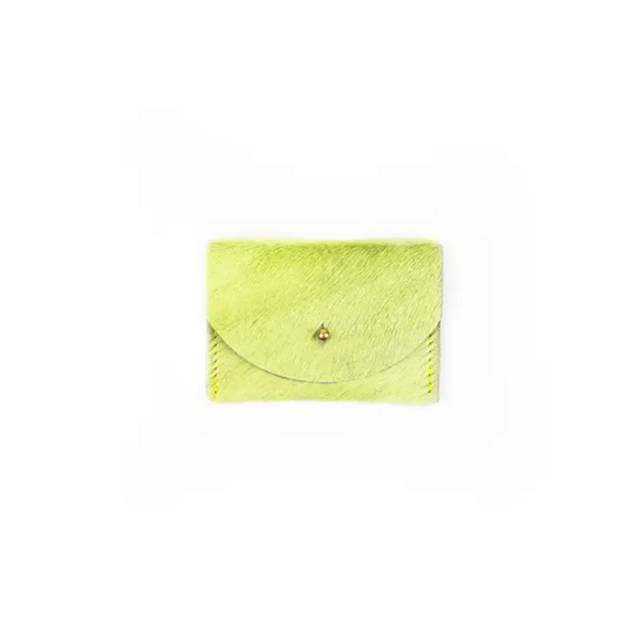 Lime Hair on Hide Cardholder