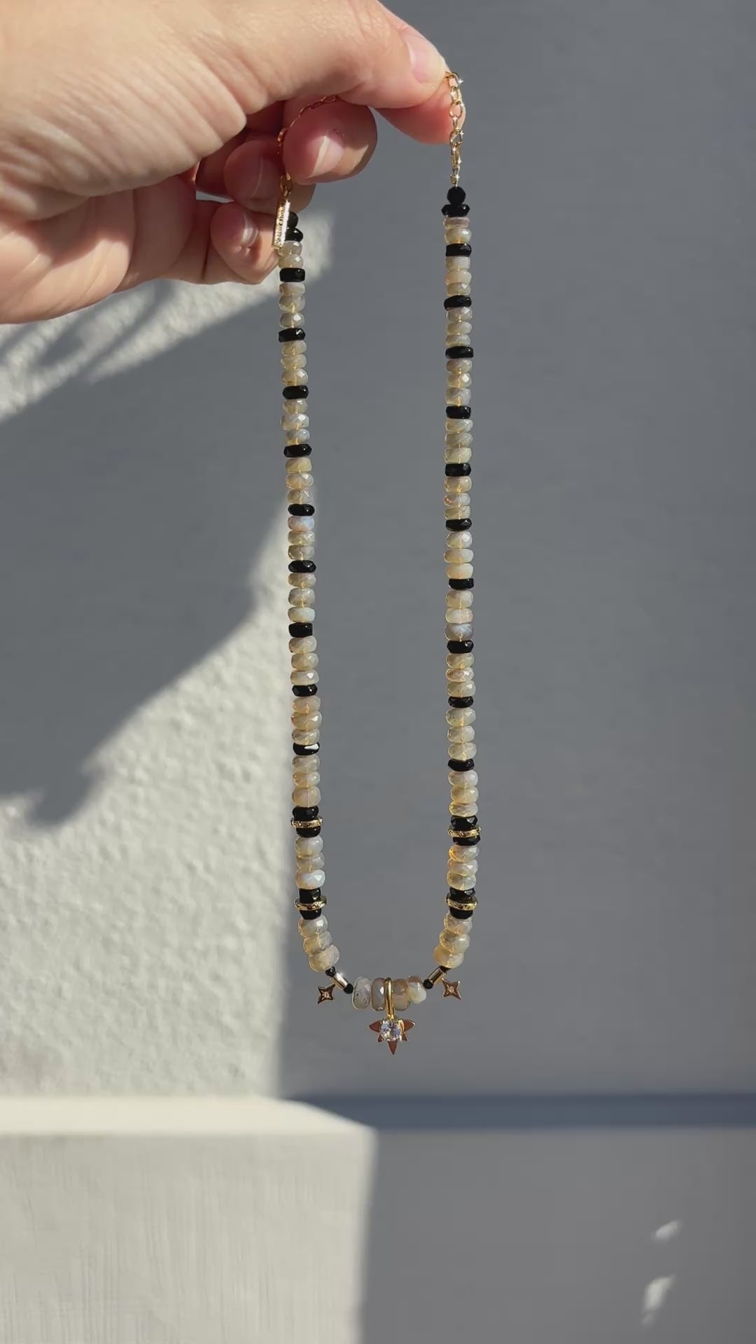 australian opal black onyx white topaz gold beaded necklace sierra winter acotar