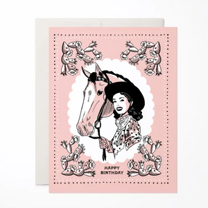Vintage Cowgirl Birthday Card