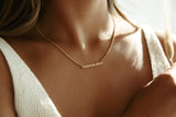 sierra winter stay golden script word necklace