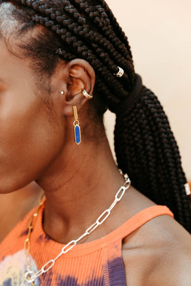 
                      
                        Sierra Winter Night Moves Gold Vermeil Lapis Drop Earrings
                      
                    