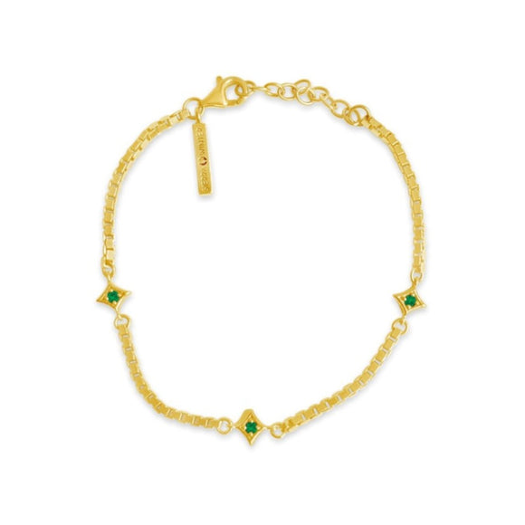 sierra winter gold vermeil and emerald stardust box chain bracelet