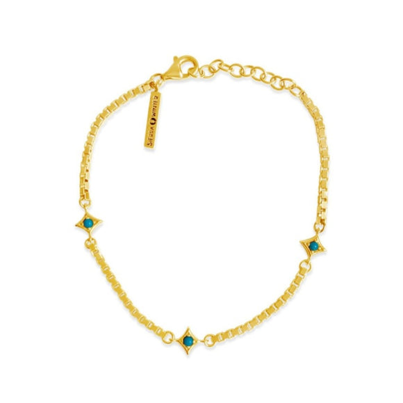 sierra winter gold vermeil and turquoise stardust box chain bracelet