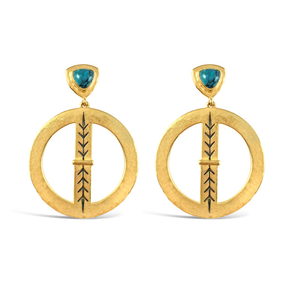 Sierra Winter Bluestem Gold & Turquoise Statement Earrings