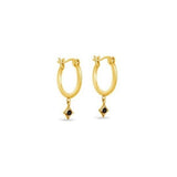 sierra winter gold vermeil and black spinel lone star dangle hoop earrings