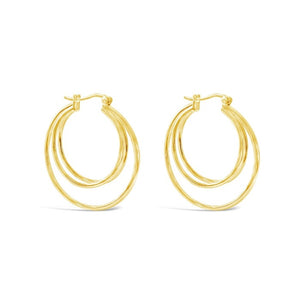 sierra winter jewelry american woman triple hoop earrings gold vermeil