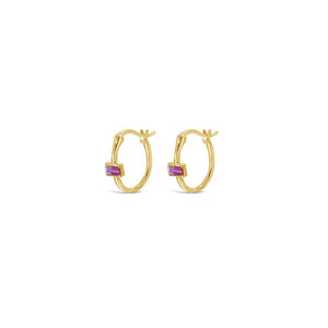 gold vermeil and pink sapphire huggie Happy Hour Hoop Earrings