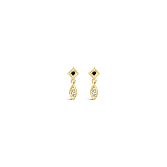 Sierra Winter Marquis gold vermeil white topaz dainty drop earrings