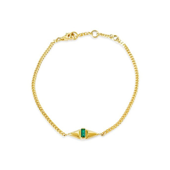 sierra winter gold vermeil emerald femme chain bracelet
