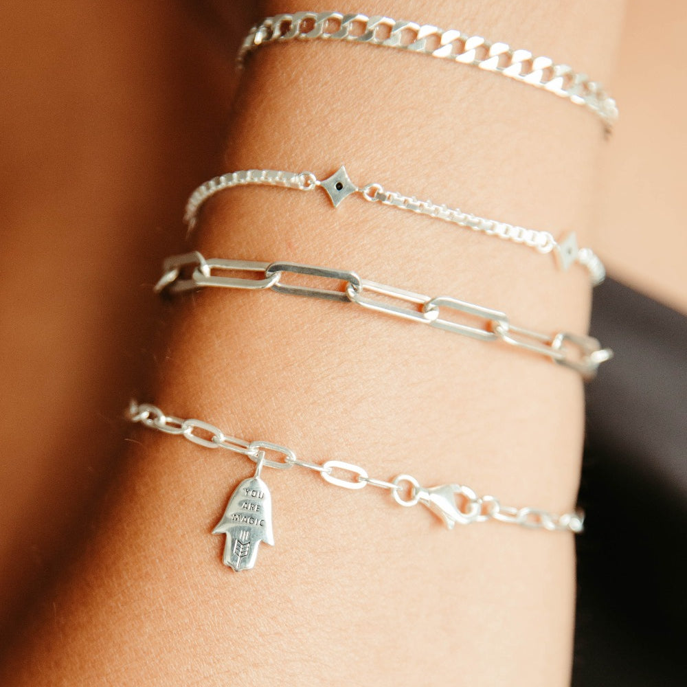 sierra winter sterling silver hamsa chain bracelet