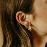 sterling silver angled Hella Fine Hoop Earrings