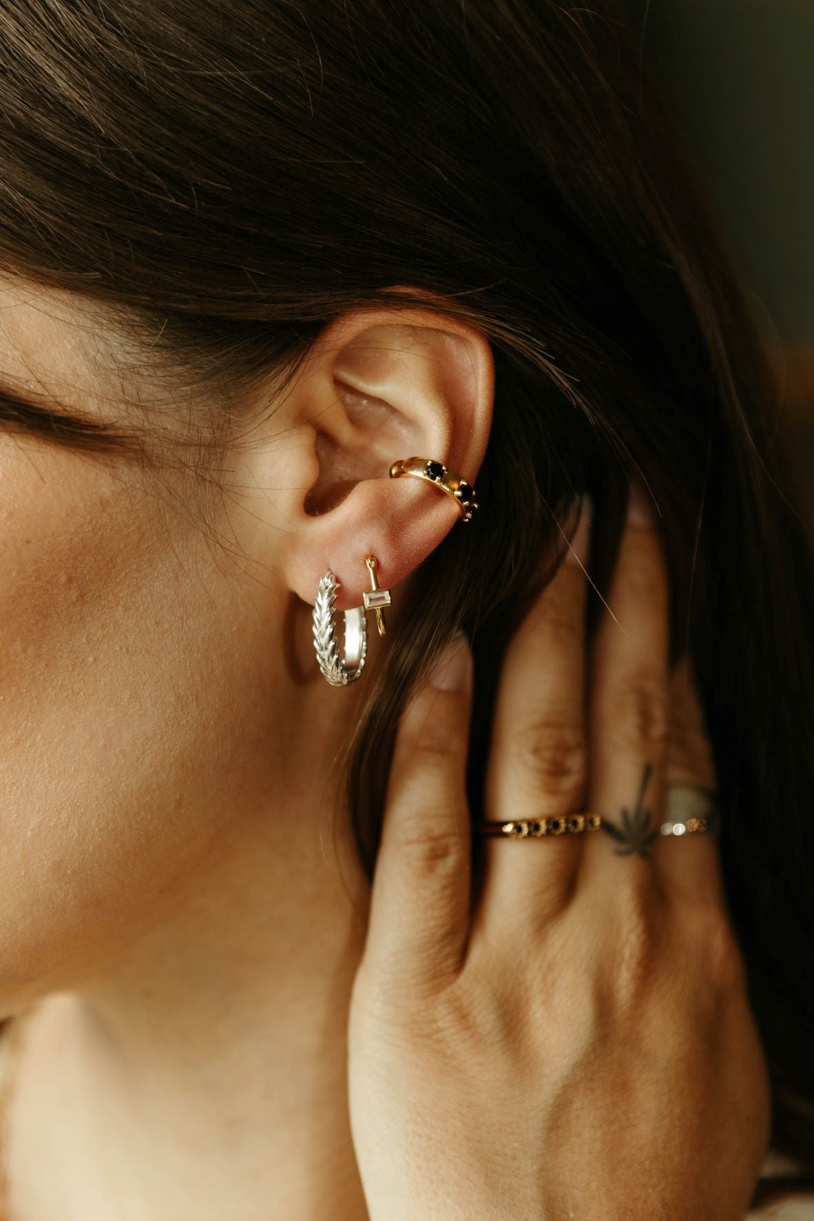 sterling silver wheat Harvest Hoop Earrings