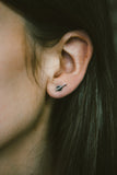 silver circle bar stud earrings