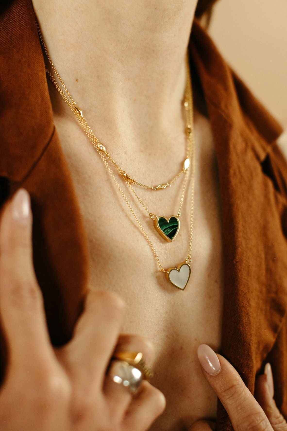 gold vermeil and malachite heart pendant Lovestruck Necklace