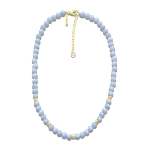 blue lace agate and gold vermeil larkspur beaded necklace