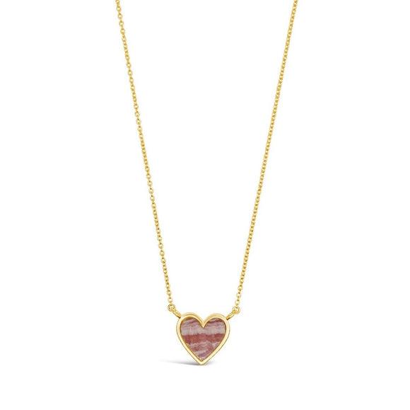 gold vermeil and rhodochrosite heart pendant Lovestruck Necklace