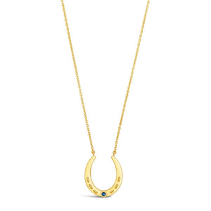 gold vermeil and blue sapphire horseshoe Oakley Necklace