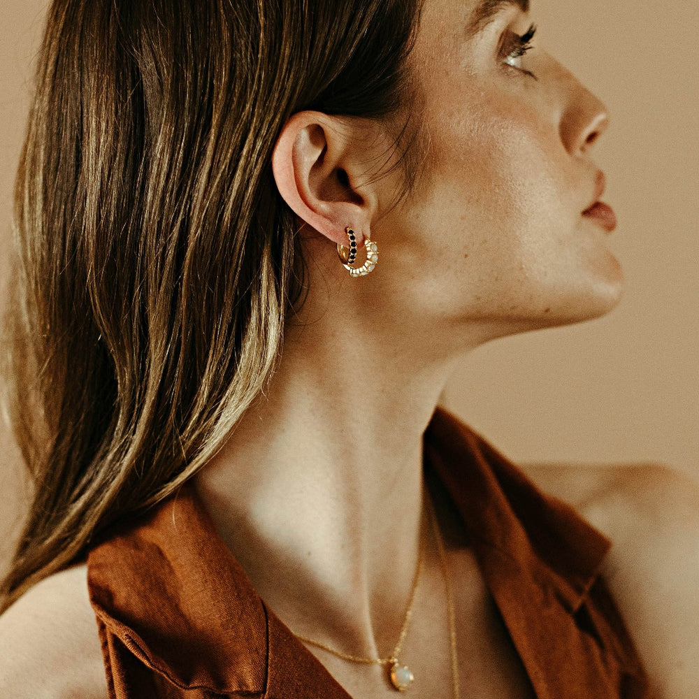 
                      
                        opal and gold vermeil huggie hoops
                      
                    