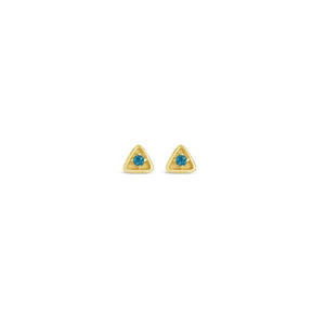 sierra winter dainty gold and blue topaz triangle stargazer earrings