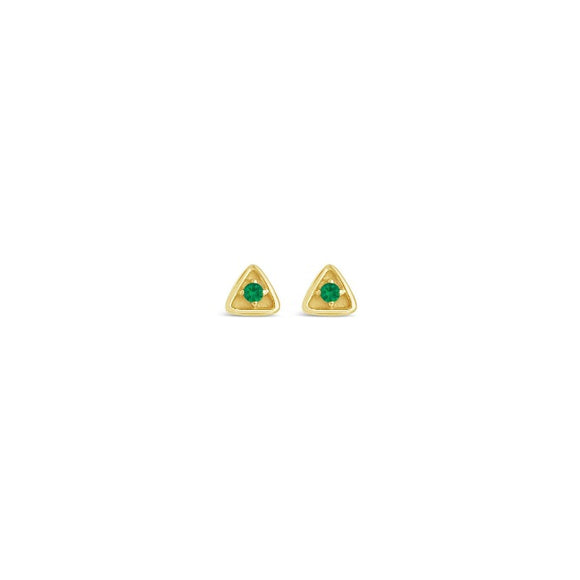 sierra winter dainty gold and emerald triangle stargazer earrings