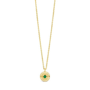 gold and emerald dainty evil eye necklace