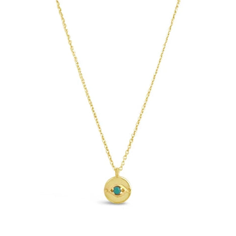 gold and turquoise dainty evil eye necklace