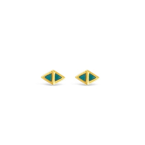 geometric gold and turquoise stud earrings