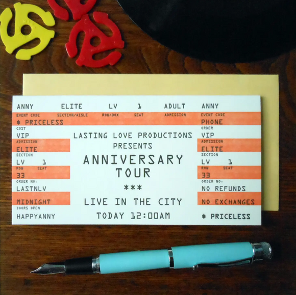 a. favorite design anniversary concert ticket card